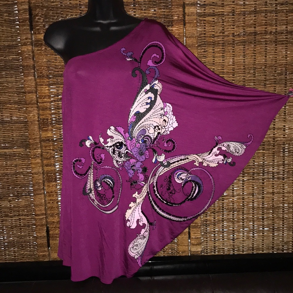 Purple Beaded Off The Shoulder Dress